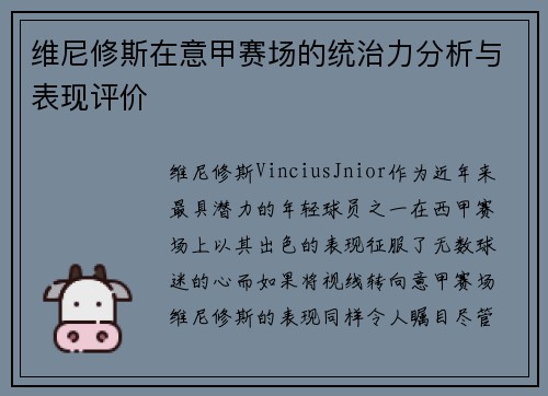 维尼修斯在意甲赛场的统治力分析与表现评价